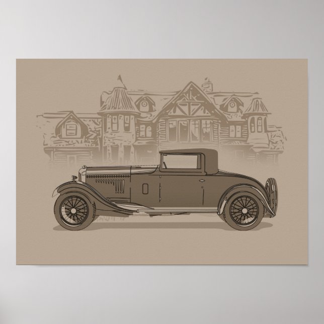 Affiche Œuvre d'art de voiture rétro (Devant)
