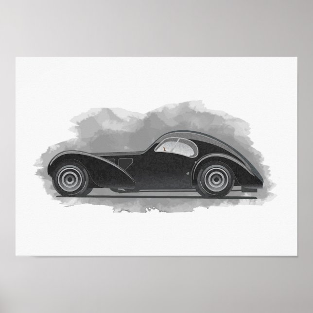 Affiche Œuvre d'art de voiture rétro (Devant)