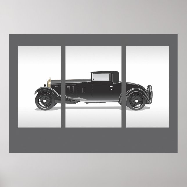 Affiche Œuvre d'art de voiture rétro (Devant)