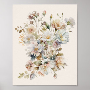Affiche Œuvre d'art élégante de fleurs sauvages vintage