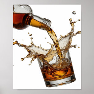 Affiche Œuvre d'art en texte 3D argenté WHISKY SPLASH accr