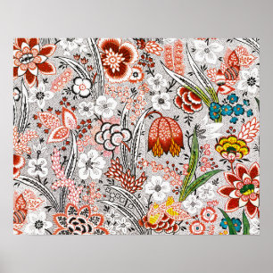 Affiche Œuvre d'art florale abstraite vintage bohème éléga