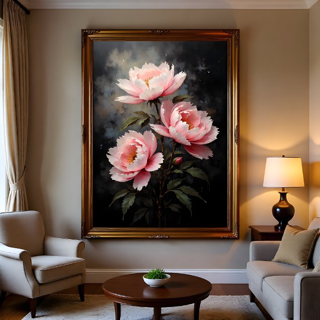 Affiche Œuvre d'art florale de pivoine (Créateur téléchargé)