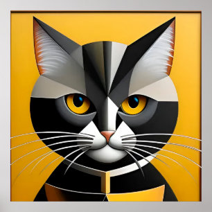 Affiche Œuvre d'art géométrique abstraite de chat