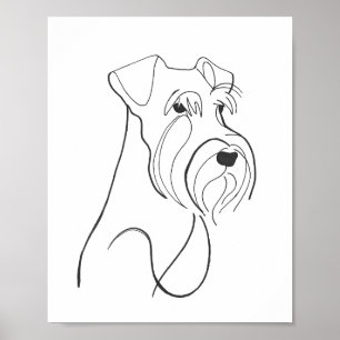 Affiche Œuvre d'art minimaliste de Schnauzer peint à la ma