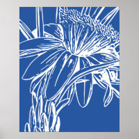OEuvre d'art moderne Bleu Botanique Florale