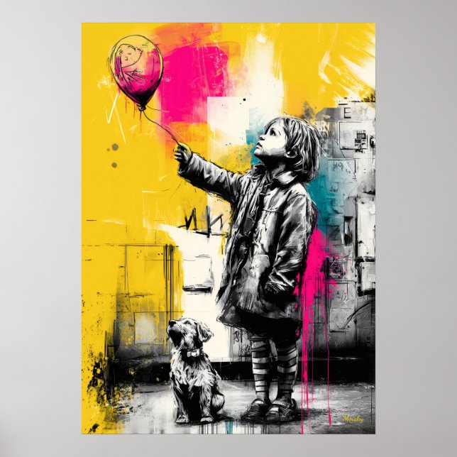 Affiche Œuvre d'art moderne émotionnelle pour enfants avec (Devant)