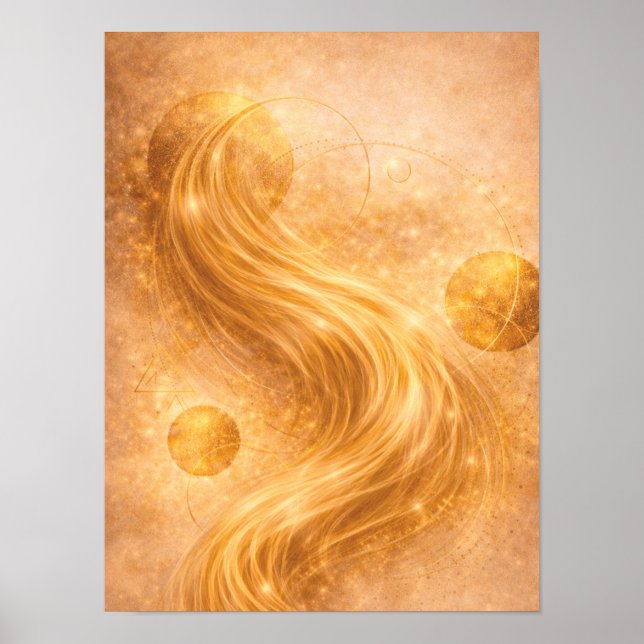 Affiche Œuvre d'art murale abstraite Golden Flow – Énergie (Devant)