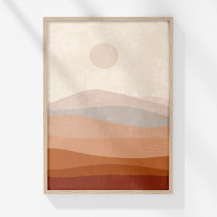 Affiche Œuvre d'art murale abstraite paysage neutre en ter