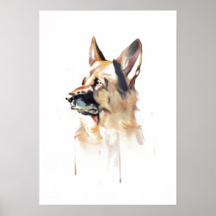 Affiche Œuvre d'art murale Berger allemand, Peinture pour