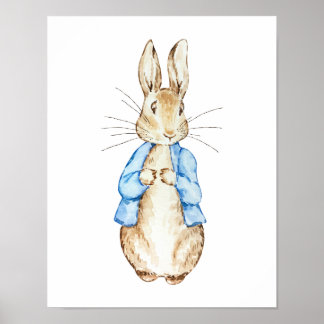 Affiche Œuvre d'art murale Blue Bunny | Lapin aquarelle