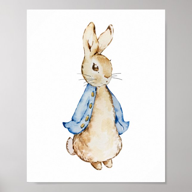 Affiche Œuvre d'art murale Blue Bunny | Lapin aquarelle (Devant)