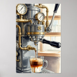 Affiche Œuvre d'art murale. Café d'ambiance matinale