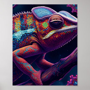 Affiche Œuvre d'art murale Caméléon vibrant – Reptile colo