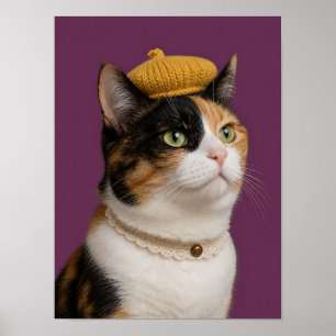 Affiche Œuvre d'art murale chat calico — Portrait de bibli