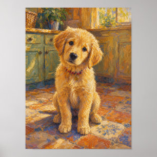 Affiche Œuvre d'art murale chiot Golden Retriever — Impres