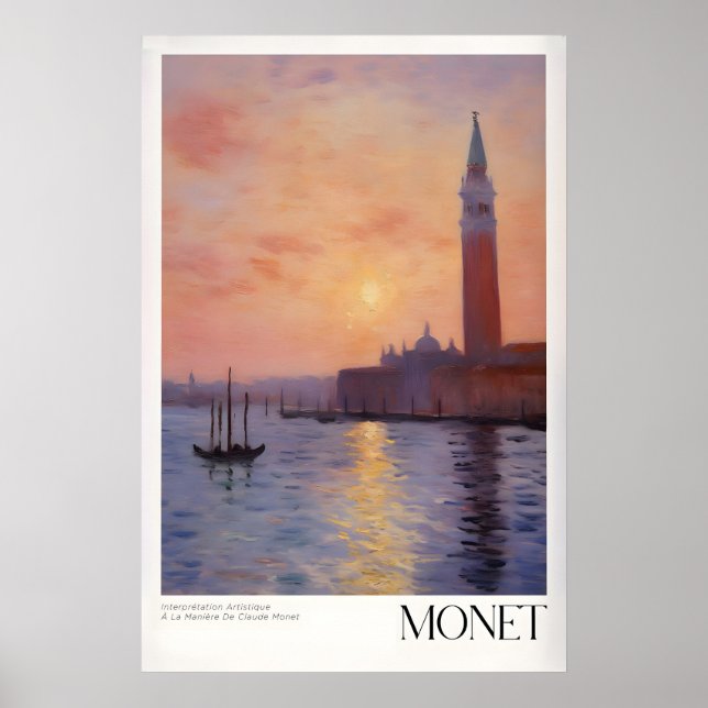 Affiche Œuvre d'art murale Claude Monet Venise Coucher de  (Devant)