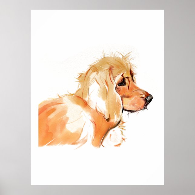 Affiche Œuvre d'art murale Cocker Spaniel, Peinture à l'aq (Devant)