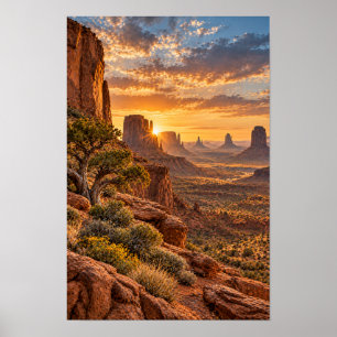 Affiche Œuvre d'art murale Coucher de soleil des buttes du