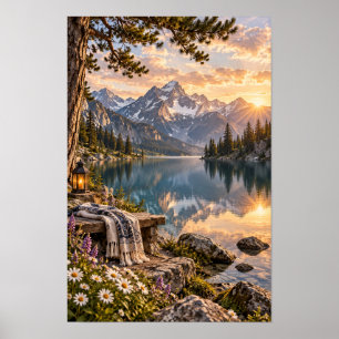 Affiche Œuvre d'art murale Coucher de soleil sur le lac de