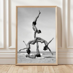 Affiche Œuvre d'art murale d'acrobaties de plage, gymnaste