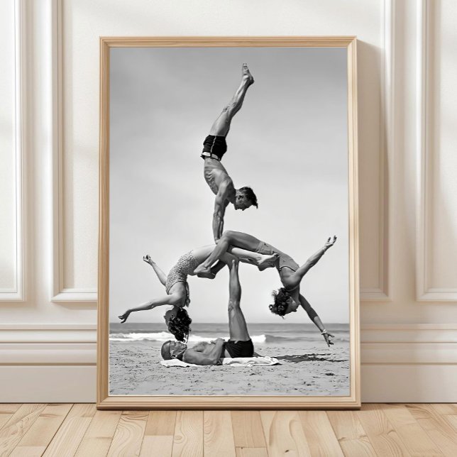 Affiche Œuvre d'art murale d'acrobaties de plage, gymnaste (Créateur téléchargé)