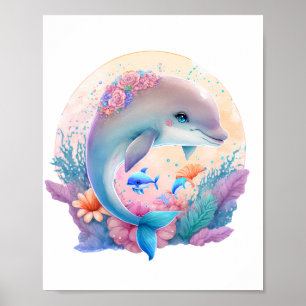 Affiche Œuvre d'art murale dauphin pour enfants