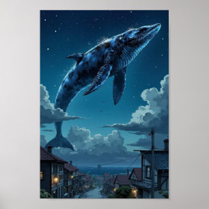Affiche Œuvre d'art murale de baleine céleste d'anime