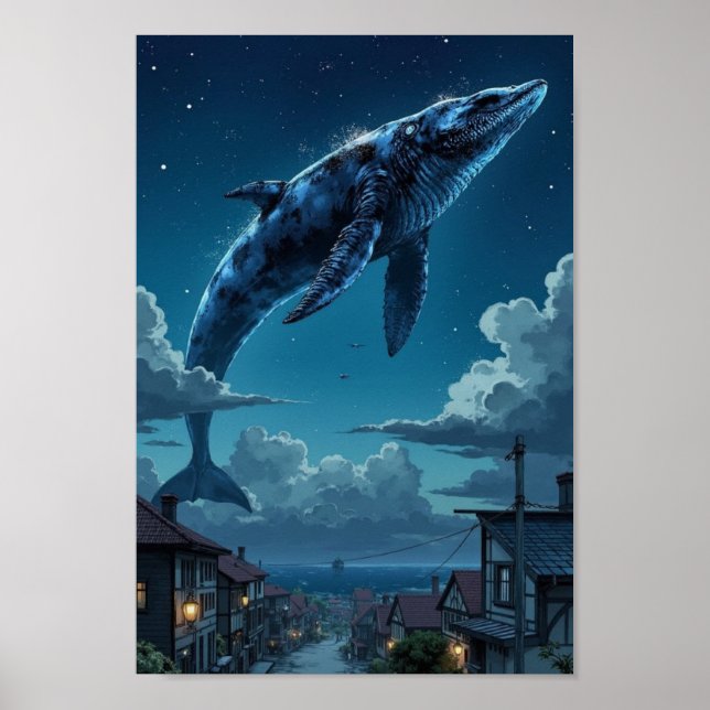 Affiche Œuvre d'art murale de baleine céleste d'anime (Devant)