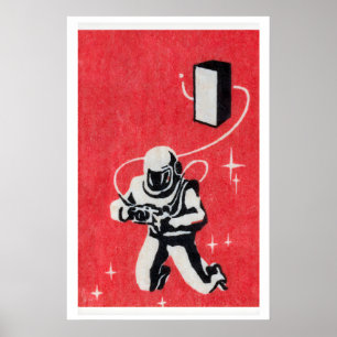 Affiche Œuvre d'art murale de boîte d'allumettes Astronaut