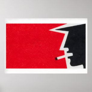Affiche Œuvre d'art murale de boîte d'allumettes Homme fum