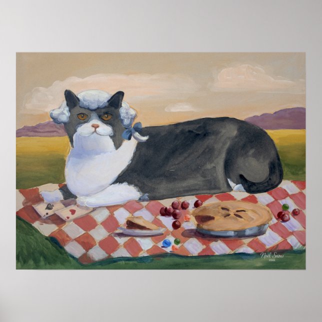 Affiche Œuvre d'art murale de chat drôle de George Washing (Devant)