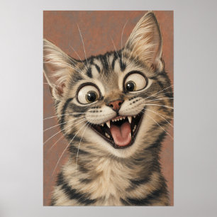Affiche Œuvre d'art murale de chaton — Portrait drôle et p