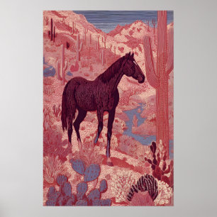Affiche Œuvre d'art murale de cheval du désert occidental,