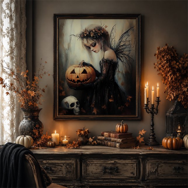 Affiche Œuvre d'art murale de citrouille de fée Halloween  (Créateur téléchargé)