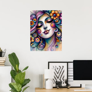 Affiche Œuvre d'art murale de femme fantaisiste murmurante