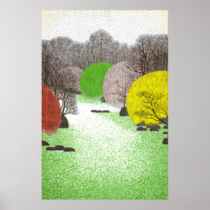 Affiche Œuvre d'art murale de forêt pointillée Rivière d'a
