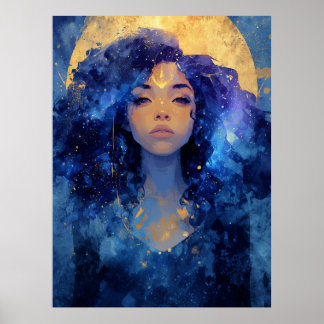 Affiche Œuvre d'art murale de la déesse lunaire céleste