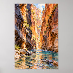 Affiche Œuvre d'art murale de la rivière du canyon ensolei