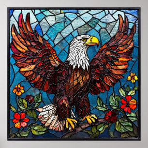 Affiche 🦅 Œuvre d'art murale de l'aigle américain en mosa