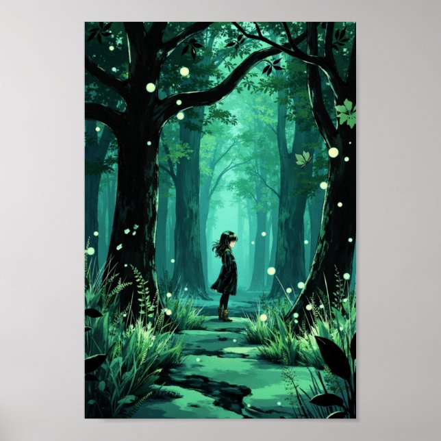 Affiche Œuvre d'art murale de l'esprit de la forêt enchant (Devant)