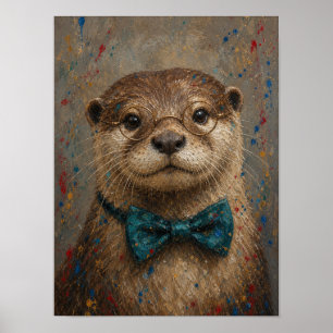 Affiche Œuvre d'art murale de loutre de rivière — Portrait