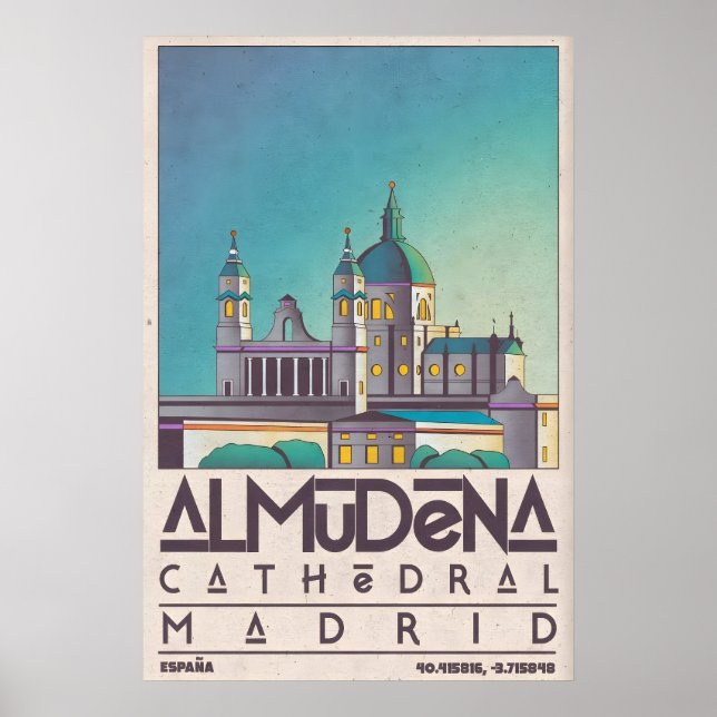 Affiche Œuvre d'art murale de Madrid silhouette de la cath (Devant)