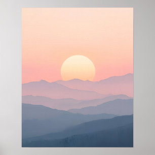 Affiche Œuvre d'art murale de montagne au lever du soleil