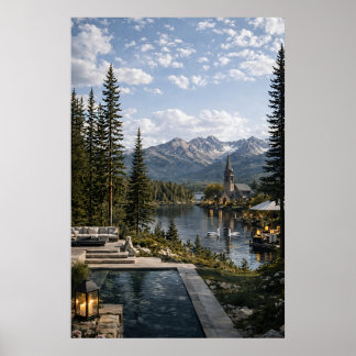 Affiche Œuvre d'art murale de montagnes pour salon