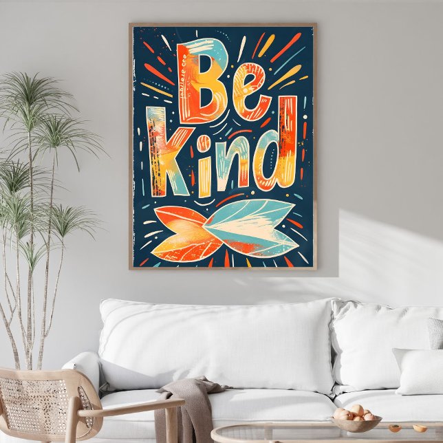 Affiche Œuvre d'art murale de motivation Sois gentil (Créateur téléchargé)