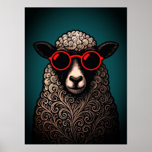 Affiche Oeuvre d'art murale de moutons cool