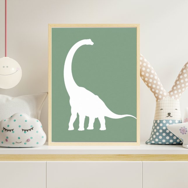 Affiche Œuvre d'art murale de nursery Brontosaurus Vert Sa (Créateur téléchargé)