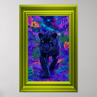 Affiche Œuvre d'art murale de panthère noire avec des coul