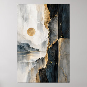 Affiche Œuvre d'art murale de paysage abstrait de soleil d